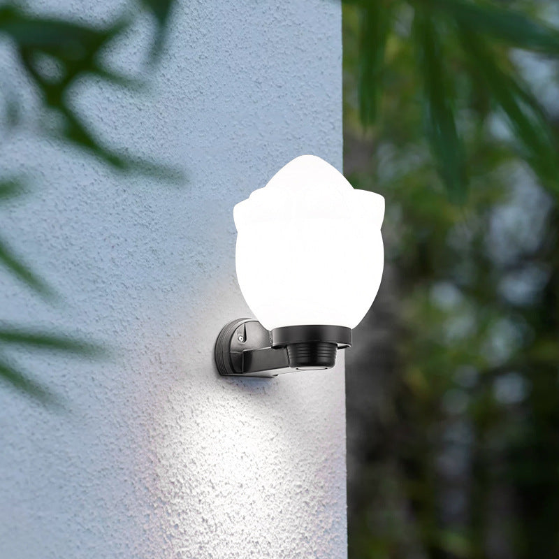 Moderne Schlichtheit Blumenform Quadratisch Zylinder Ball Acryl ABS Eisen 1-Licht Wandleuchte Lampe für Außenbereich Patio | Karnz