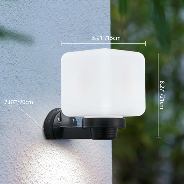 Moderne Schlichtheit Blumenform Quadratisch Zylinder Ball Acryl ABS Eisen 1-Licht Wandleuchte Lampe für Außenbereich Patio | Karnz
