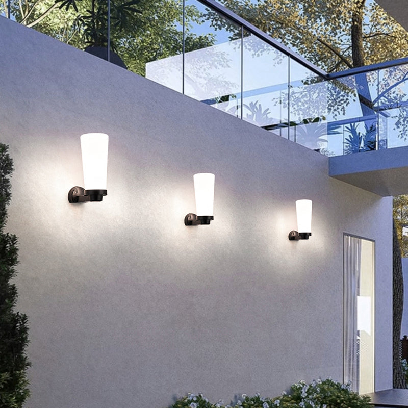 Moderne Schlichtheit Blumenform Quadratisch Zylinder Ball Acryl ABS Eisen 1-Licht Wandleuchte Lampe für Außenbereich Patio | Karnz
