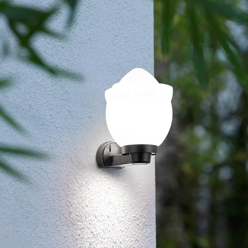 Moderne Schlichtheit Blumenform Quadratisch Zylinder Ball Acryl ABS Eisen 1-Licht Wandleuchte Lampe für Außenbereich Patio | Karnz
