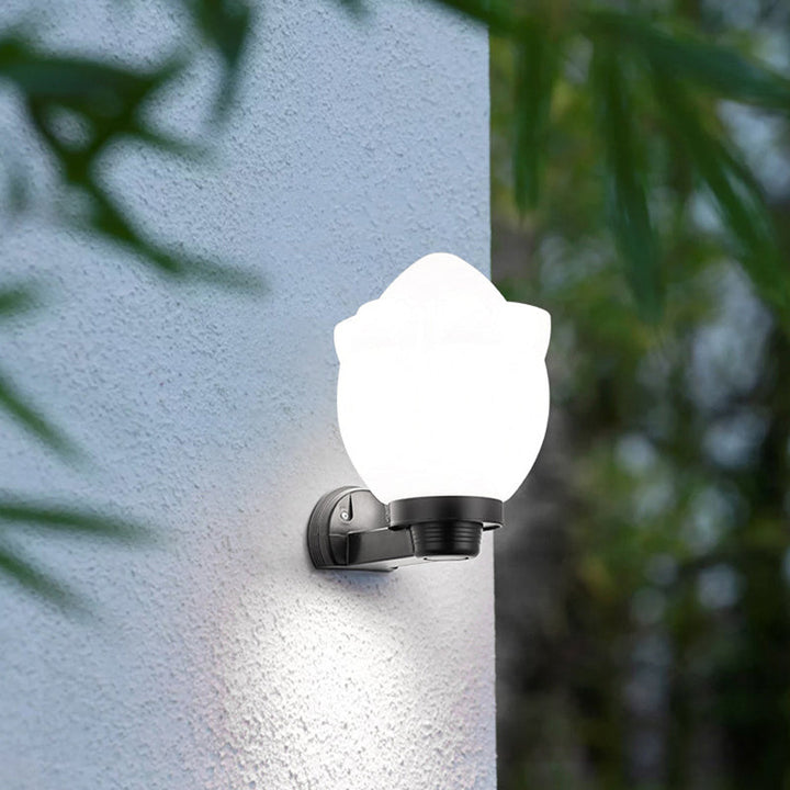 Moderne Schlichtheit Blumenform Quadratisch Zylinder Ball Acryl ABS Eisen 1-Licht Wandleuchte Lampe für Außenbereich Patio | Karnz