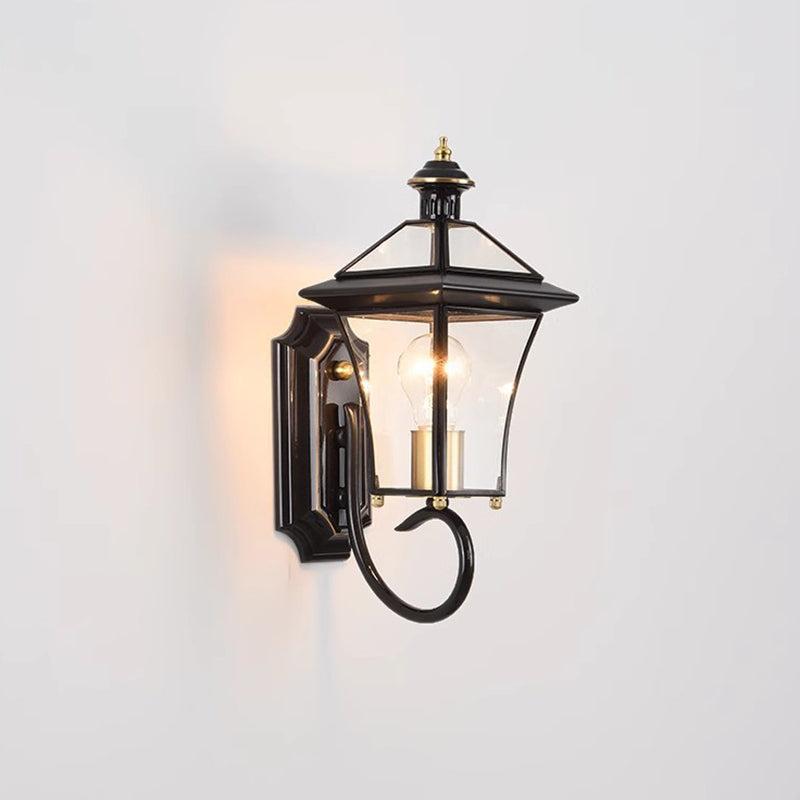 Zeitgenössische nordische Raum quadratische Glas Kupfer 1-Licht Wandleuchte Lampe für Außenpatio | Karnz