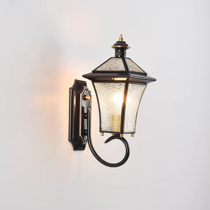 Zeitgenössische nordische Raum quadratische Glas Kupfer 1-Licht Wandleuchte Lampe für Außenpatio | Karnz