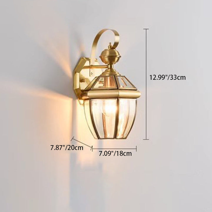 Zeitgenössische nordische Raum quadratische Glas Kupfer 1-Licht Wandleuchte Lampe für Außenpatio | Karnz
