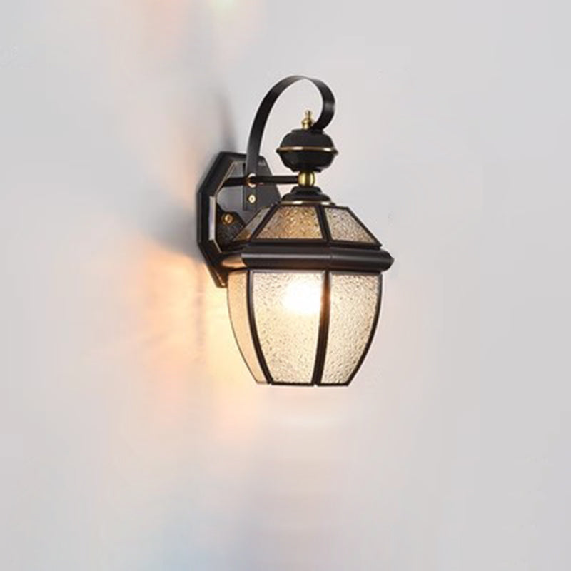 Zeitgenössische nordische Raum quadratische Glas Kupfer 1-Licht Wandleuchte Lampe für Außenpatio | Karnz