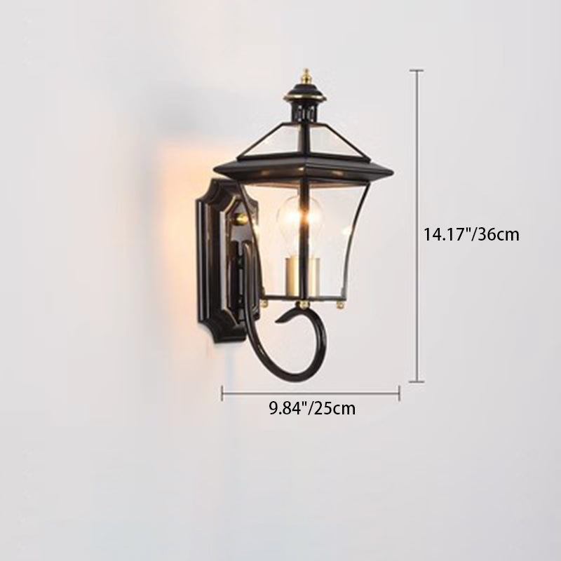 Zeitgenössische nordische Raum quadratische Glas Kupfer 1-Licht Wandleuchte Lampe für Außenpatio | Karnz