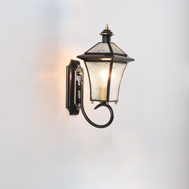 Zeitgenössische nordische Raum quadratische Glas Kupfer 1-Licht Wandleuchte Lampe für Außenpatio | Karnz
