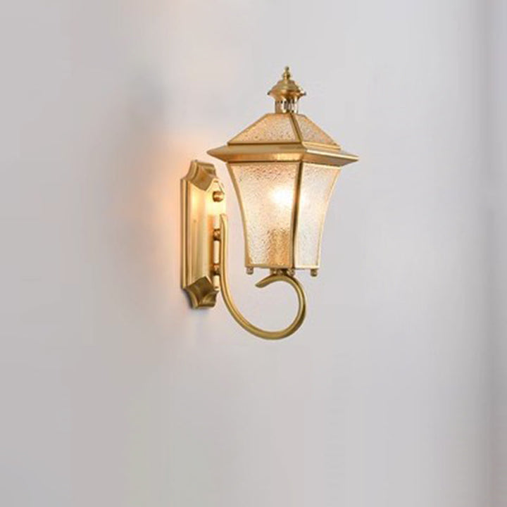 Zeitgenössische nordische Raum quadratische Glas Kupfer 1-Licht Wandleuchte Lampe für Außenpatio | Karnz