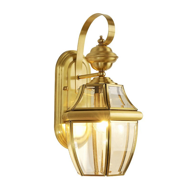 Zeitgenössische skandinavische sechseckige runde quadratische Glas Messing 1/3 Licht Wand-Sconce Lampe für Garten | Karnz