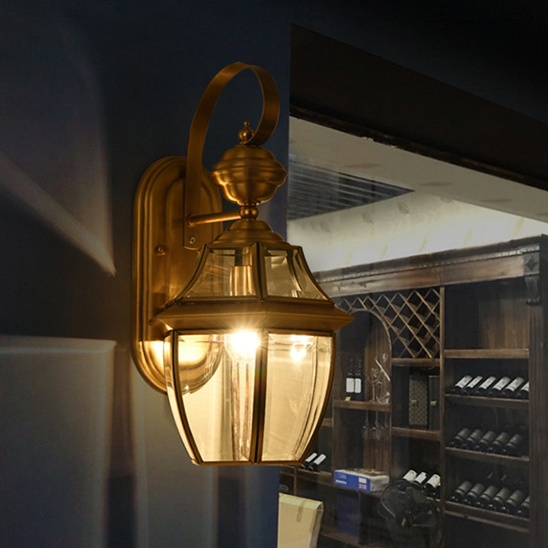 Zeitgenössische skandinavische sechseckige runde quadratische Glas Messing 1/3 Licht Wand-Sconce Lampe für Garten | Karnz