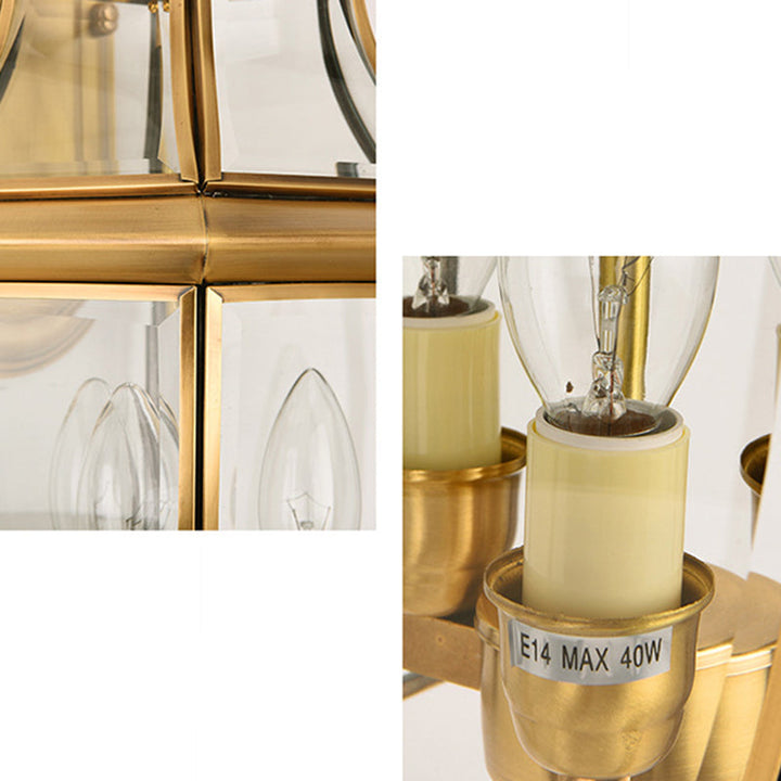 Zeitgenössische skandinavische sechseckige runde quadratische Glas Messing 1/3 Licht Wand-Sconce Lampe für Garten | Karnz