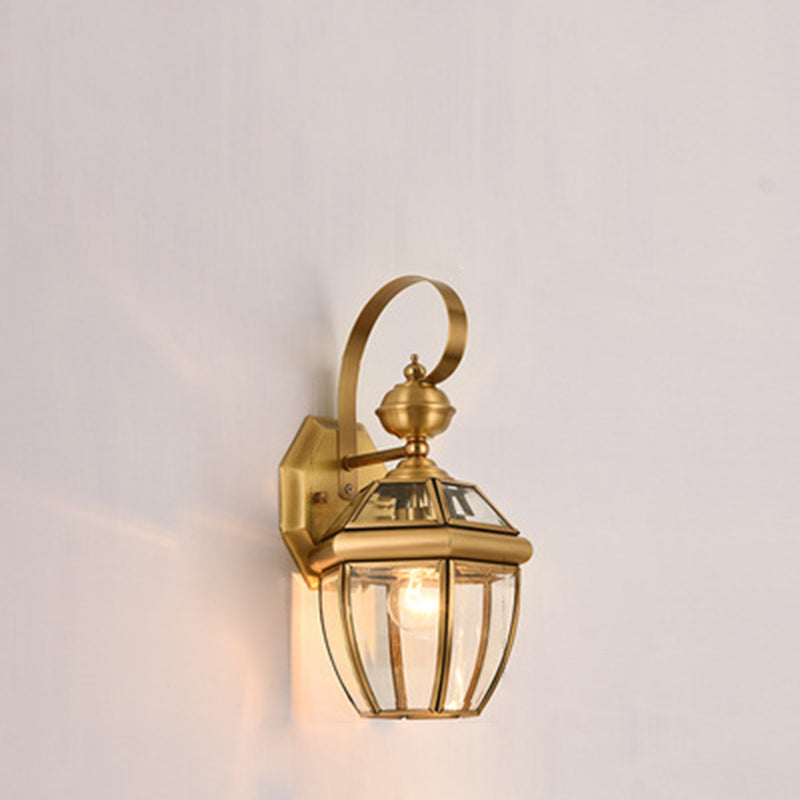 Zeitgenössische skandinavische sechseckige runde quadratische Glas Messing 1/3 Licht Wand-Sconce Lampe für Garten | Karnz