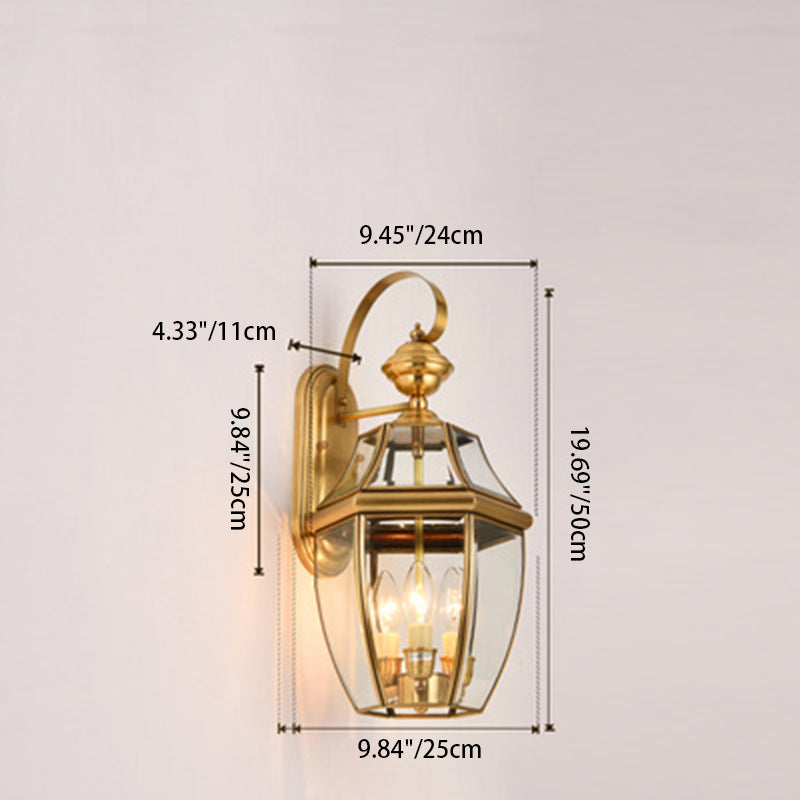 Zeitgenössische skandinavische sechseckige runde quadratische Glas Messing 1/3 Licht Wand-Sconce Lampe für Garten | Karnz