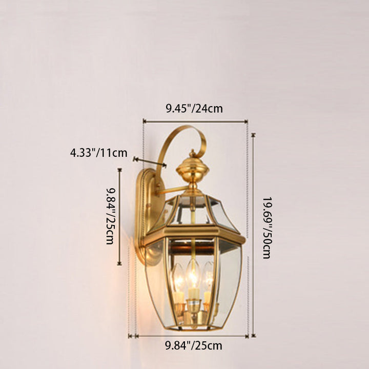 Zeitgenössische skandinavische sechseckige runde quadratische Glas Messing 1/3 Licht Wand-Sconce Lampe für Garten | Karnz