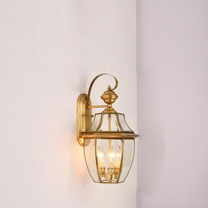 Zeitgenössische skandinavische sechseckige runde quadratische Glas Messing 1/3 Licht Wand-Sconce Lampe für Garten | Karnz