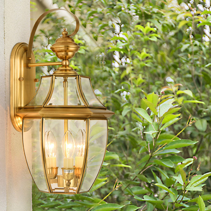 Zeitgenössische skandinavische sechseckige runde quadratische Glas Messing 1/3 Licht Wand-Sconce Lampe für Garten | Karnz