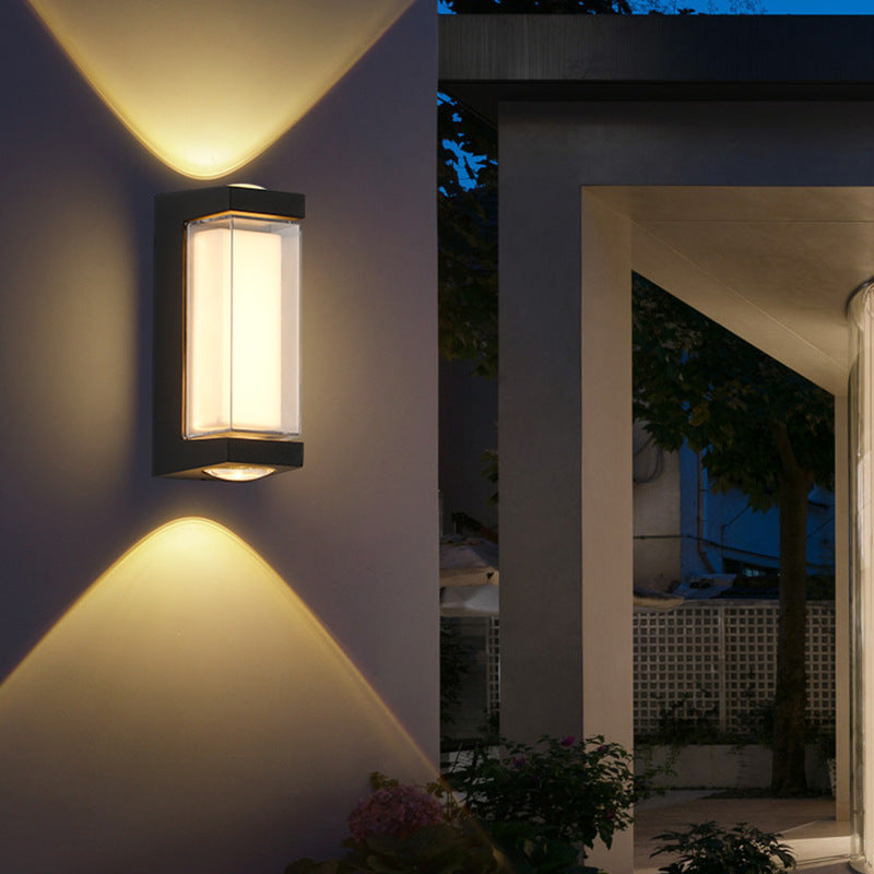 Moderne Einfachheit Rechteck Runde Diamant PC Aluminium LED Wandlampe Für Garten | Karnz