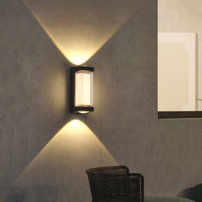 Moderne Einfachheit Rechteck Runde Diamant PC Aluminium LED Wandlampe Für Garten | Karnz