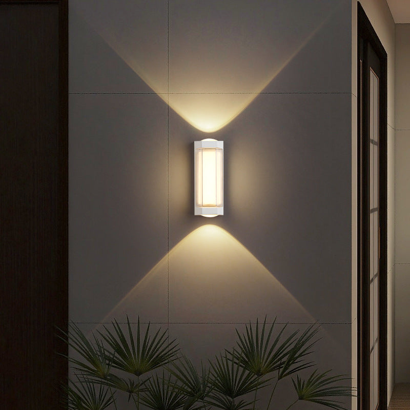 Moderne Einfachheit Rechteck Runde Diamant PC Aluminium LED Wandlampe Für Garten | Karnz