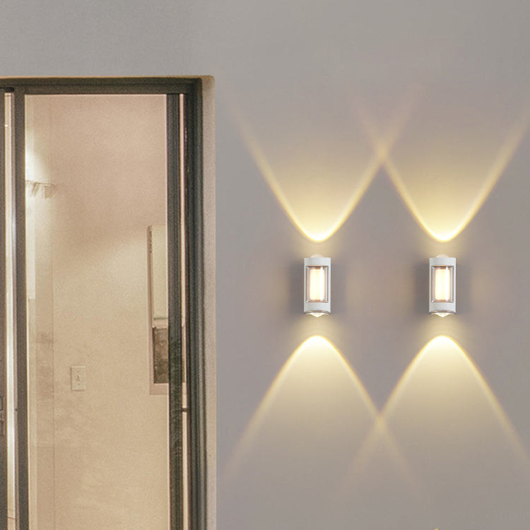 Moderne Einfachheit Rechteck Runde Diamant PC Aluminium LED Wandlampe Für Garten | Karnz