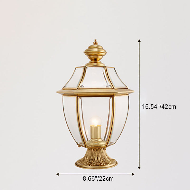 Zeitgenössische skandinavische sechseckige Glockenglas Messing 1-Lampe Außenlicht für Außenpatio | Karnz
