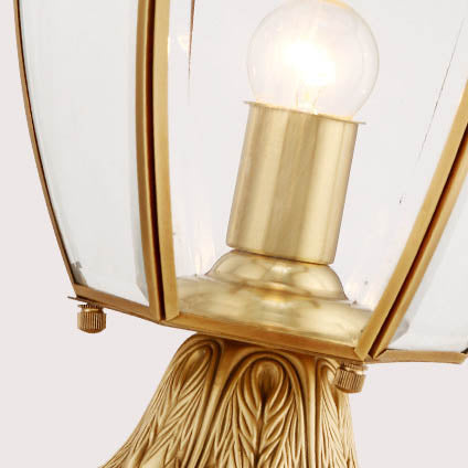 Zeitgenössische skandinavische sechseckige Glockenglas Messing 1-Lampe Außenlicht für Außenpatio | Karnz