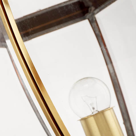 Zeitgenössische skandinavische sechseckige Glockenglas Messing 1-Lampe Außenlicht für Außenpatio | Karnz
