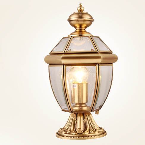 Moderne Luxus Sechseckige Glockenrunde Glas Messing 1-Licht Außenleuchte für den Garten | Karnz