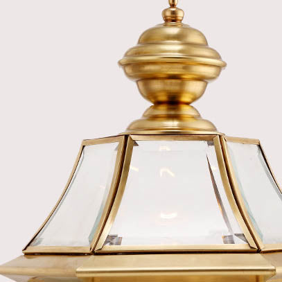 Moderne Luxus Sechseckige Glockenrunde Glas Messing 1-Licht Außenleuchte für den Garten | Karnz