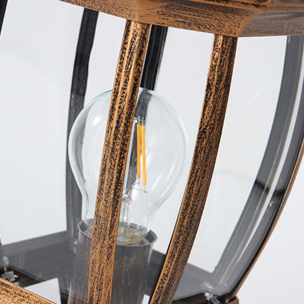 Traditionelle Vintage Achtkantige Quadratische Gebogene Linienglas Aluminium 1-Lampe Außenleuchte Für Garten | Karnz