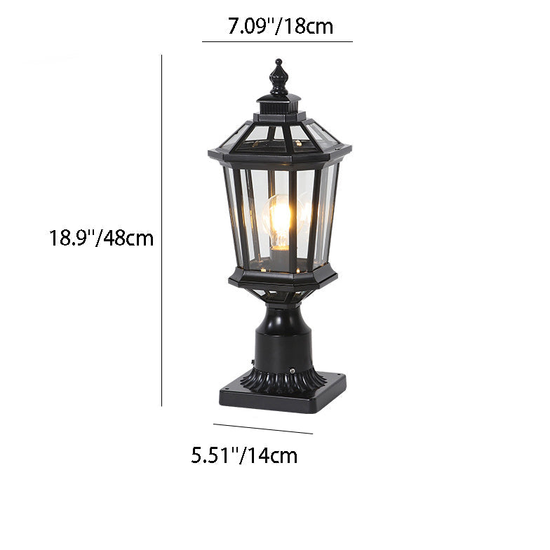 Traditionelle Vintage Achtkantige Quadratische Gebogene Linienglas Aluminium 1-Lampe Außenleuchte Für Garten | Karnz