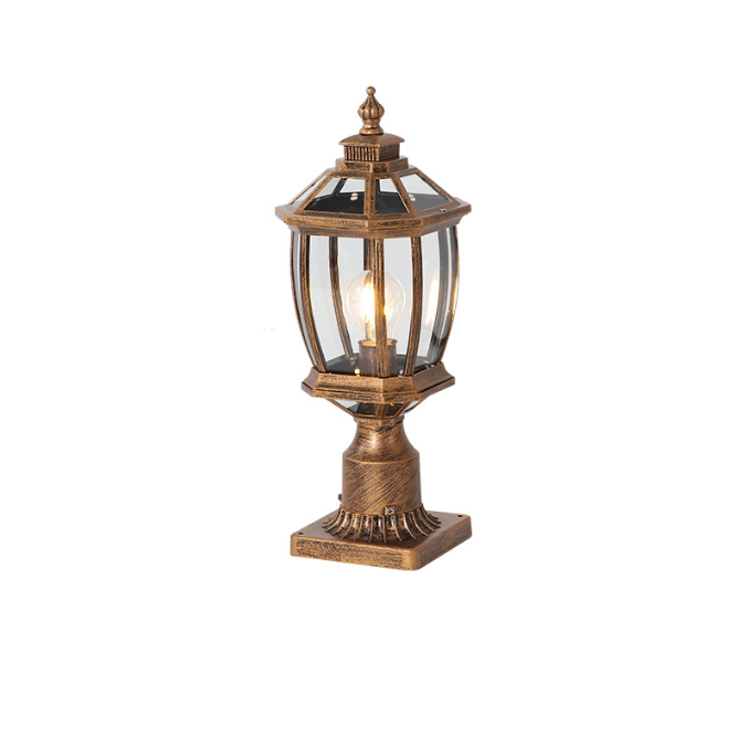 Traditionelle Vintage Achtkantige Quadratische Gebogene Linienglas Aluminium 1-Lampe Außenleuchte Für Garten | Karnz