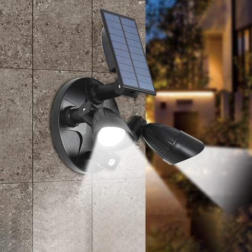 Moderne Einfachheit Solar Wasserdichte ABS PC Überwachungskamera Rotierbare Bewegungsmelder LED Wandleuchte für den Außenbereich | Karnz