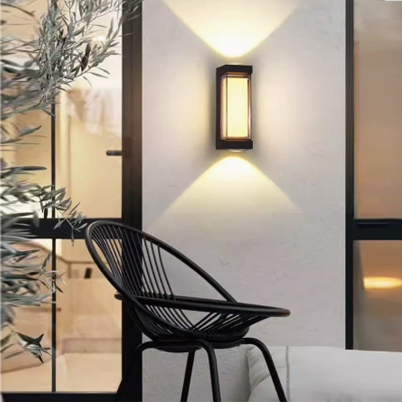 Moderne Einfachheit Wasserdichte Aluminium PC Zylinder Würfel LED Wandleuchte Lampe für Außenpatio | Karnz