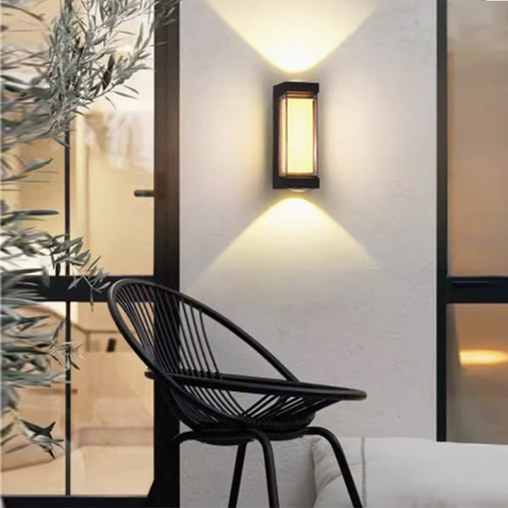 Moderne Einfachheit Wasserdichte Aluminium PC Zylinder Würfel LED Wandleuchte Lampe für Außenpatio | Karnz