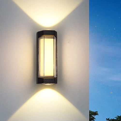 Moderne Einfachheit Wasserdichte Aluminium PC Zylinder Würfel LED Wandleuchte Lampe für Außenpatio | Karnz