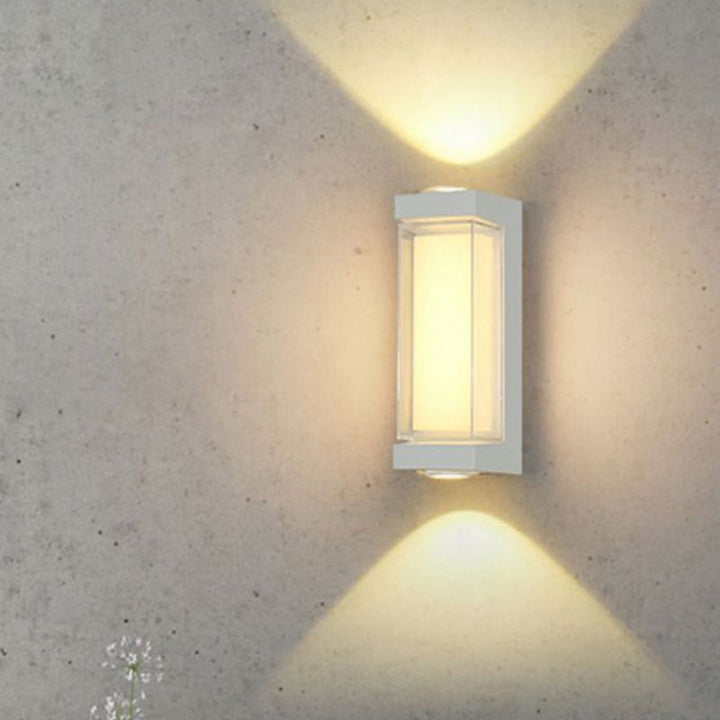 Moderne Einfachheit Wasserdichte Aluminium PC Zylinder Würfel LED Wandleuchte Lampe für Außenpatio | Karnz