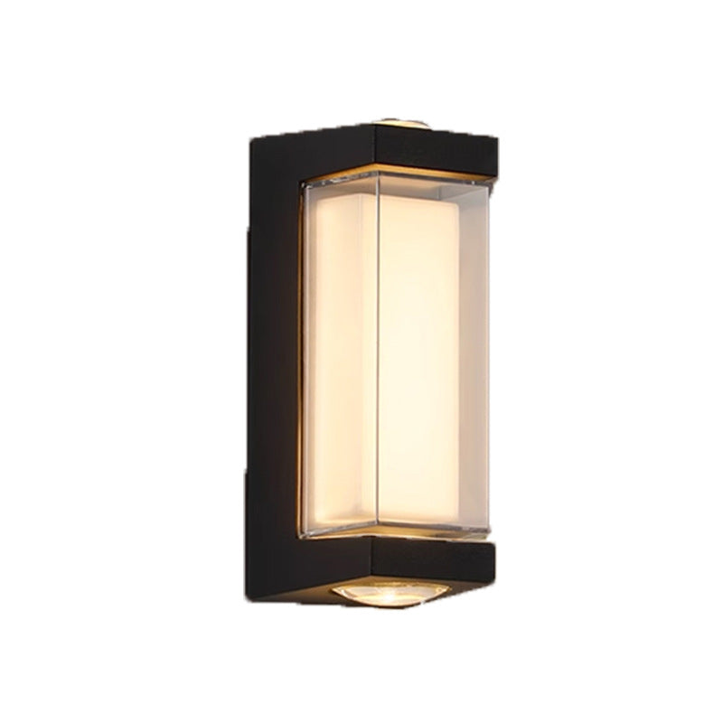 Moderne Einfachheit Wasserdichte Aluminium PC Zylinder Würfel LED Wandleuchte Lampe für Außenpatio | Karnz