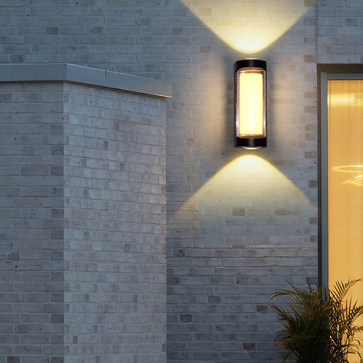 Moderne Einfachheit Wasserdichte Aluminium PC Zylinder Würfel LED Wandleuchte Lampe für Außenpatio | Karnz