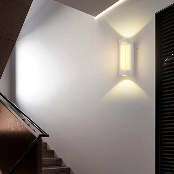 Moderne Einfachheit Wasserdichte Aluminium PC Zylinder Würfel LED Wandleuchte Lampe für Außenpatio | Karnz