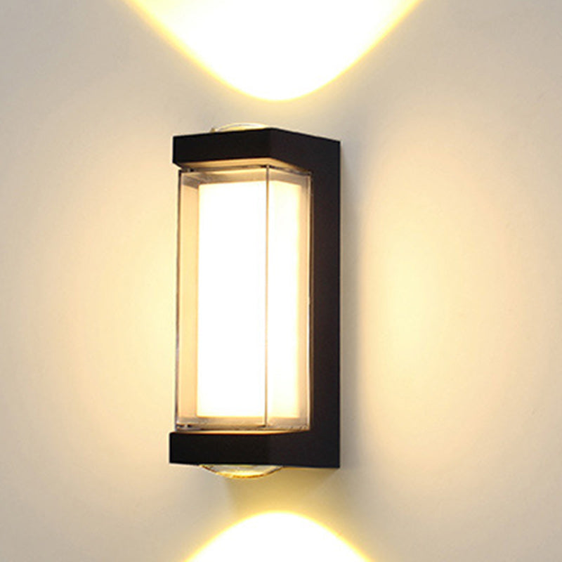 Moderne Einfachheit Wasserdichte Aluminium PC Zylinder Würfel LED Wandleuchte Lampe für Außenpatio | Karnz