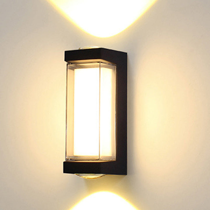 Moderne Einfachheit Wasserdichte Aluminium PC Zylinder Würfel LED Wandleuchte Lampe für Außenpatio | Karnz