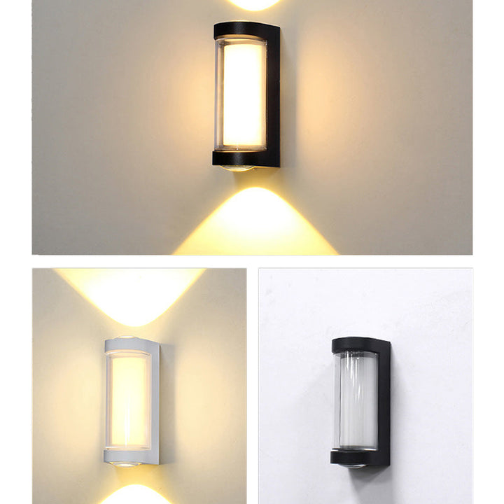 Moderne Einfachheit Wasserdichte Aluminium PC Zylinder Würfel LED Wandleuchte Lampe für Außenpatio | Karnz