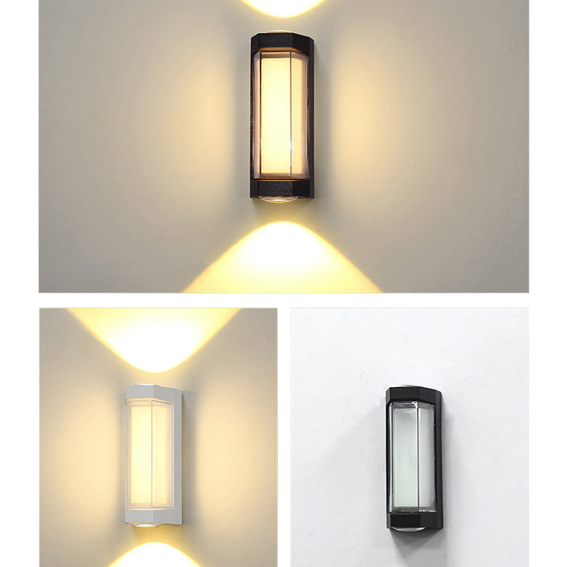 Moderne Einfachheit Wasserdichte Aluminium PC Zylinder Würfel LED Wandleuchte Lampe für Außenpatio | Karnz