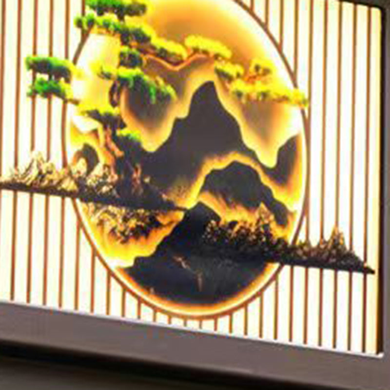 Traditionelle chinesische Solar wasserdichte Aluminium PC Glas Kiefer Baum quadratische Zylinder LED Landschaft Beleuchtung Außenlicht für Außenpatio | Karnz