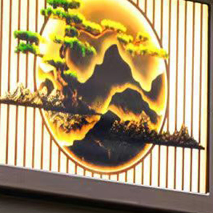 Traditionelle chinesische Solar wasserdichte Aluminium PC Glas Kiefer Baum quadratische Zylinder LED Landschaft Beleuchtung Außenlicht für Außenpatio | Karnz