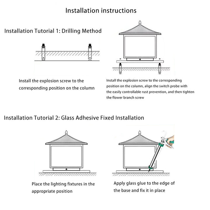 Traditionelle chinesische Solar wasserdichte Aluminium PC Glas Kiefer Baum quadratische Zylinder LED Landschaft Beleuchtung Außenlicht für Außenpatio | Karnz