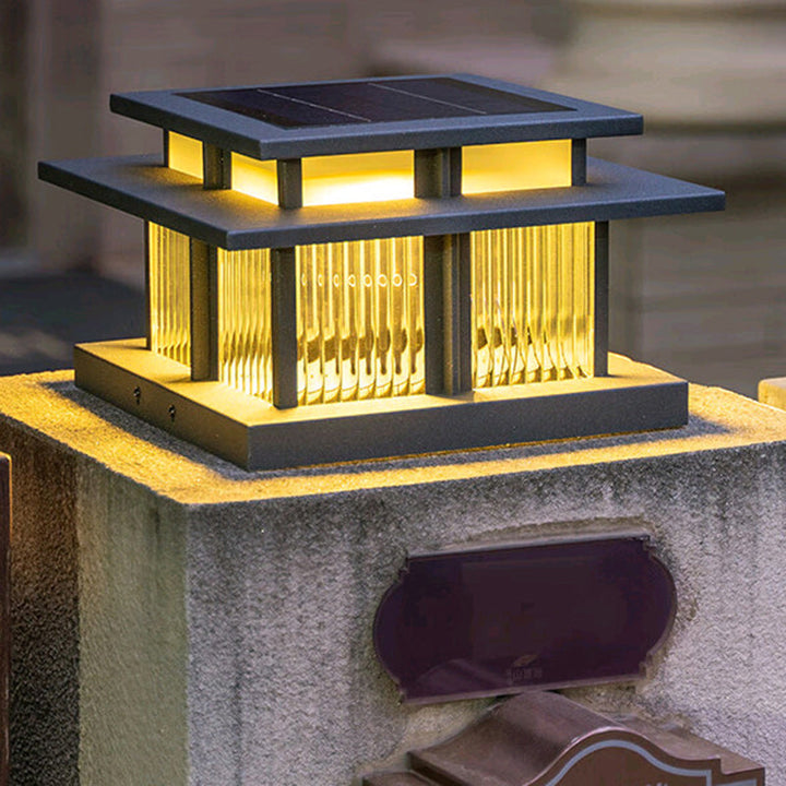 Modern Minimalist Solar Waterproof Square Cylinder Aluminiumlegierung Glas LED Landschaft Beleuchtung Außenlicht Für Außenpatio | Karnz