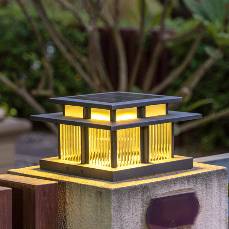 Modern Minimalist Solar Waterproof Square Cylinder Aluminiumlegierung Glas LED Landschaft Beleuchtung Außenlicht Für Außenpatio | Karnz