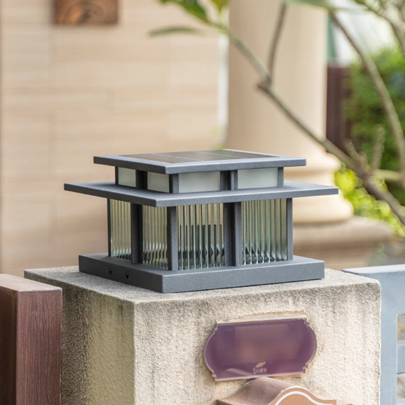 Modern Minimalist Solar Waterproof Square Cylinder Aluminiumlegierung Glas LED Landschaft Beleuchtung Außenlicht Für Außenpatio | Karnz